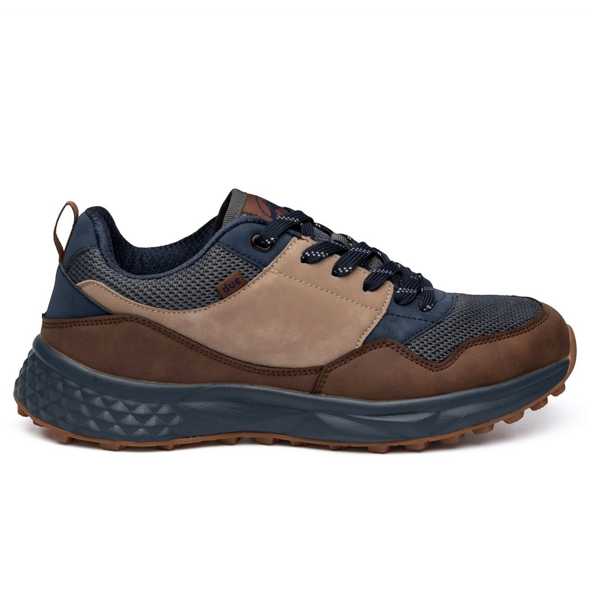 Zapatillas Due Shoes Dolomiti II en tonos marrón y azul marino con malla transpirable y suela de gran amortiguación